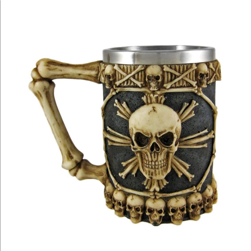 Skull Beer Mug Stein Stainless Steel Skulls Decor
